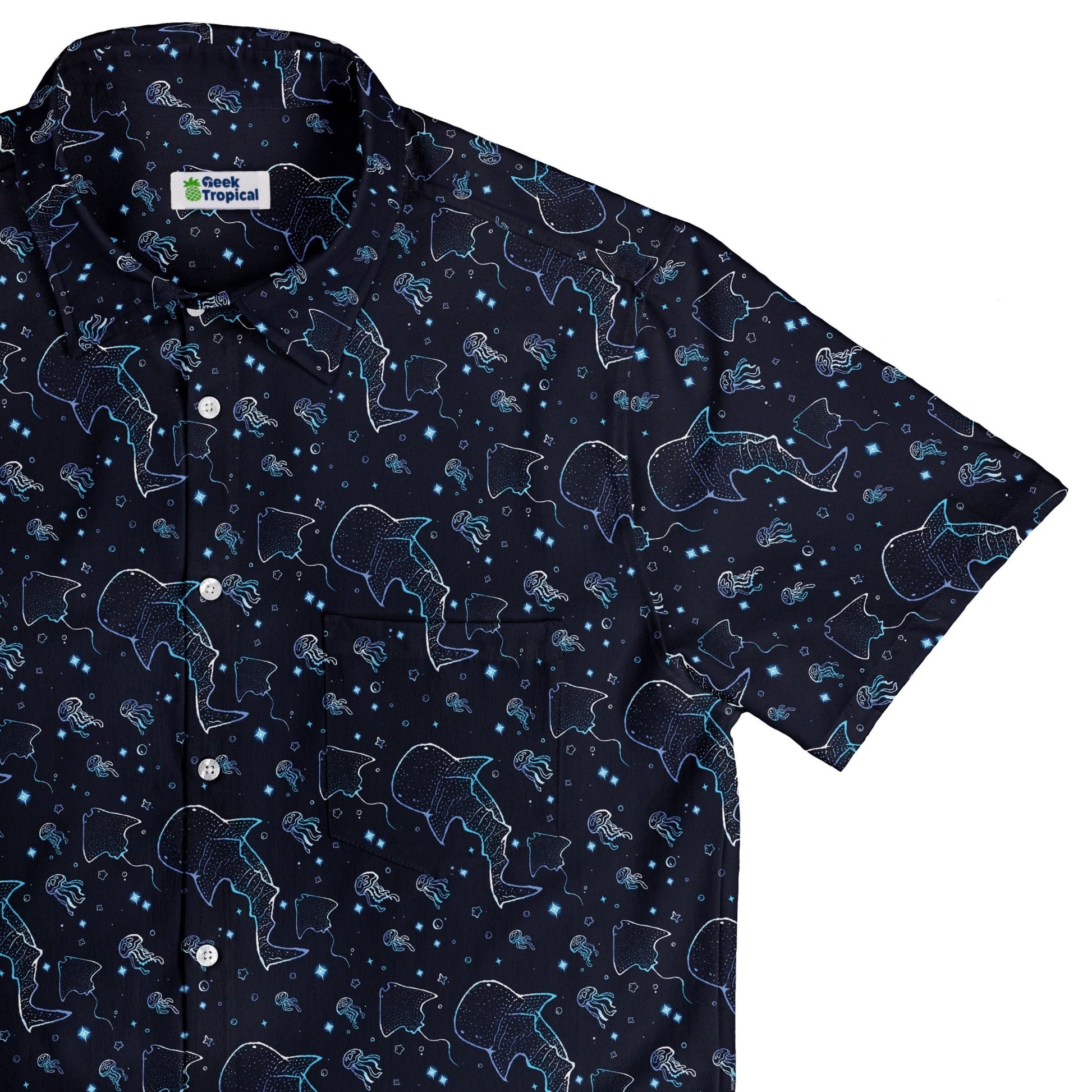 Ocean Giants Button Up Shirt Geek Nerd adult sizing animal patterns Design by Ardi Tong