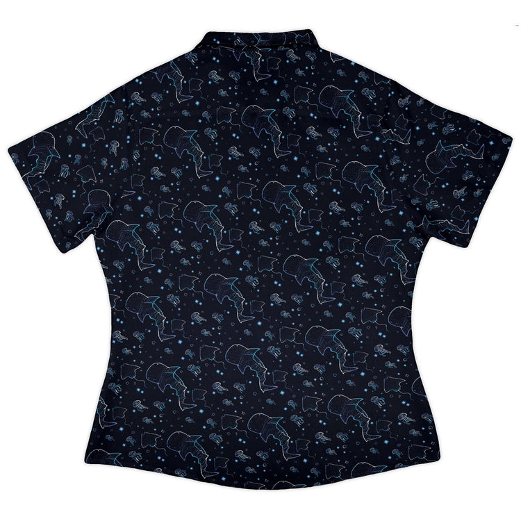 Ocean Giants Curvy Button Up Shirt Geek Nerd animal patterns Design by Ardi Tong marine biology