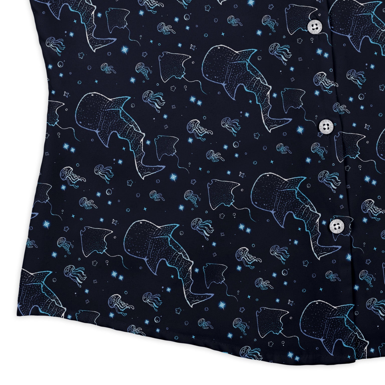 Ocean Giants Curvy Button Up Shirt Geek Nerd animal patterns Design by Ardi Tong marine biology