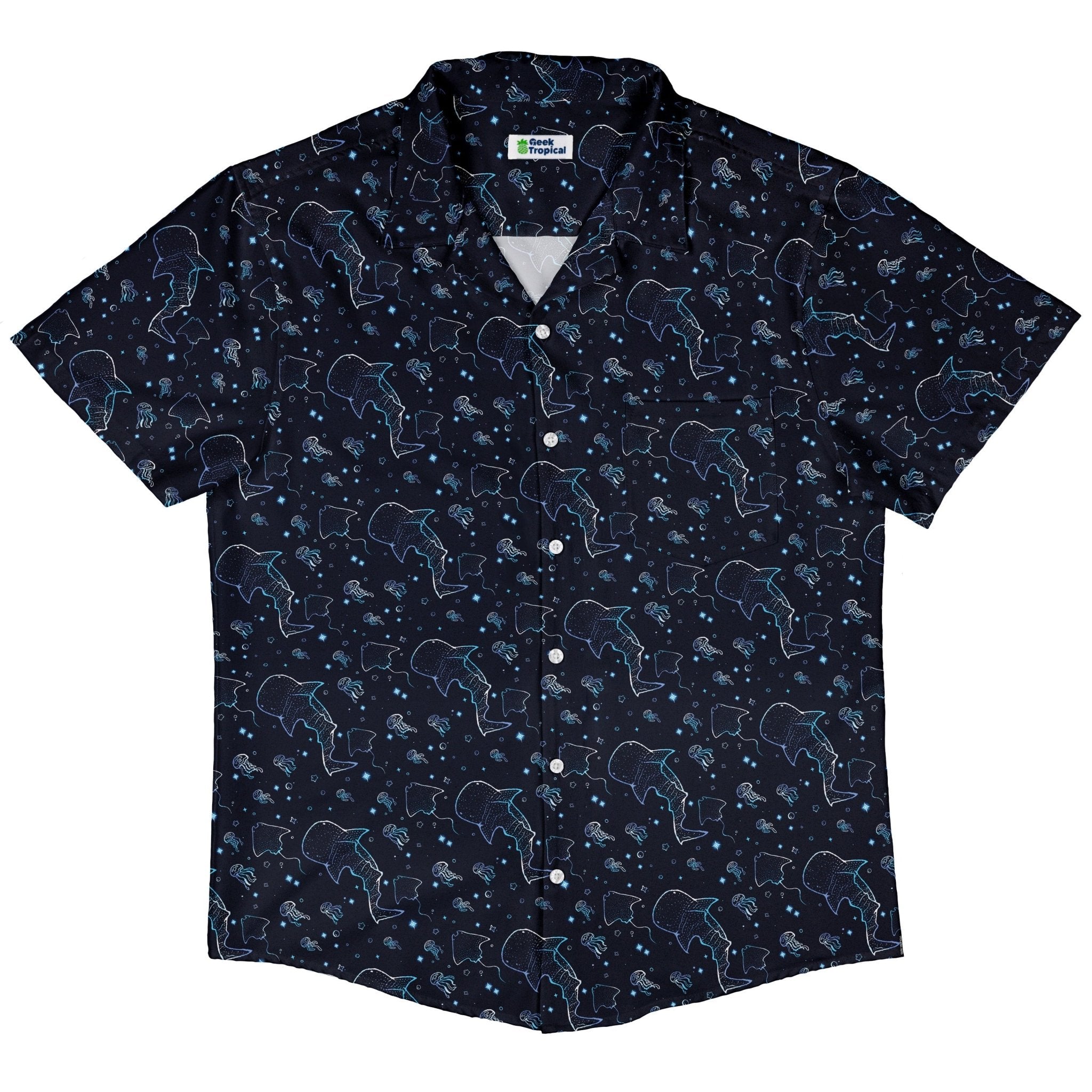 Ocean Giants Button Up Shirt Geek Nerd adult sizing animal patterns Design by Ardi Tong