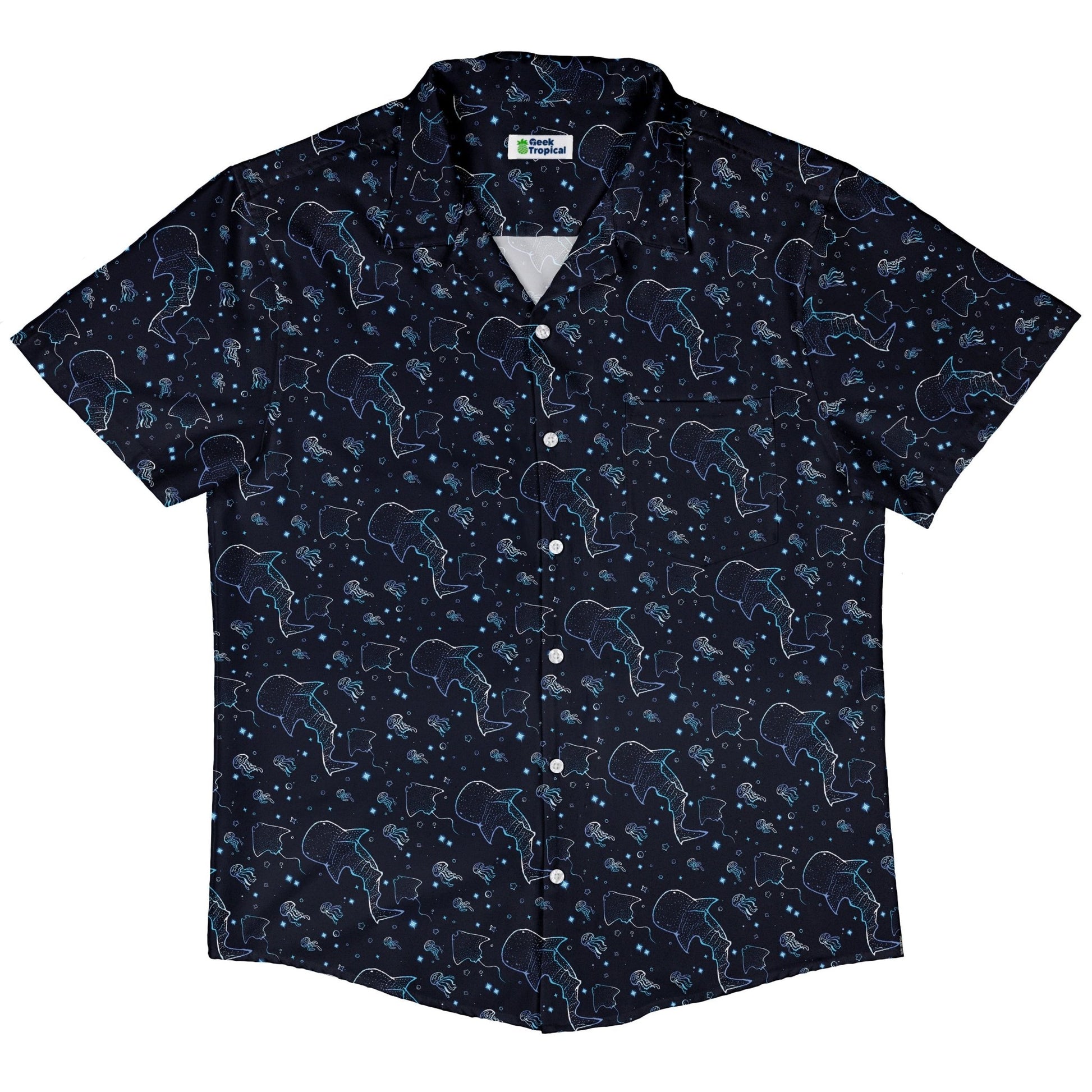 Ocean Giants Button Up Shirt Geek Nerd adult sizing animal patterns Design by Ardi Tong