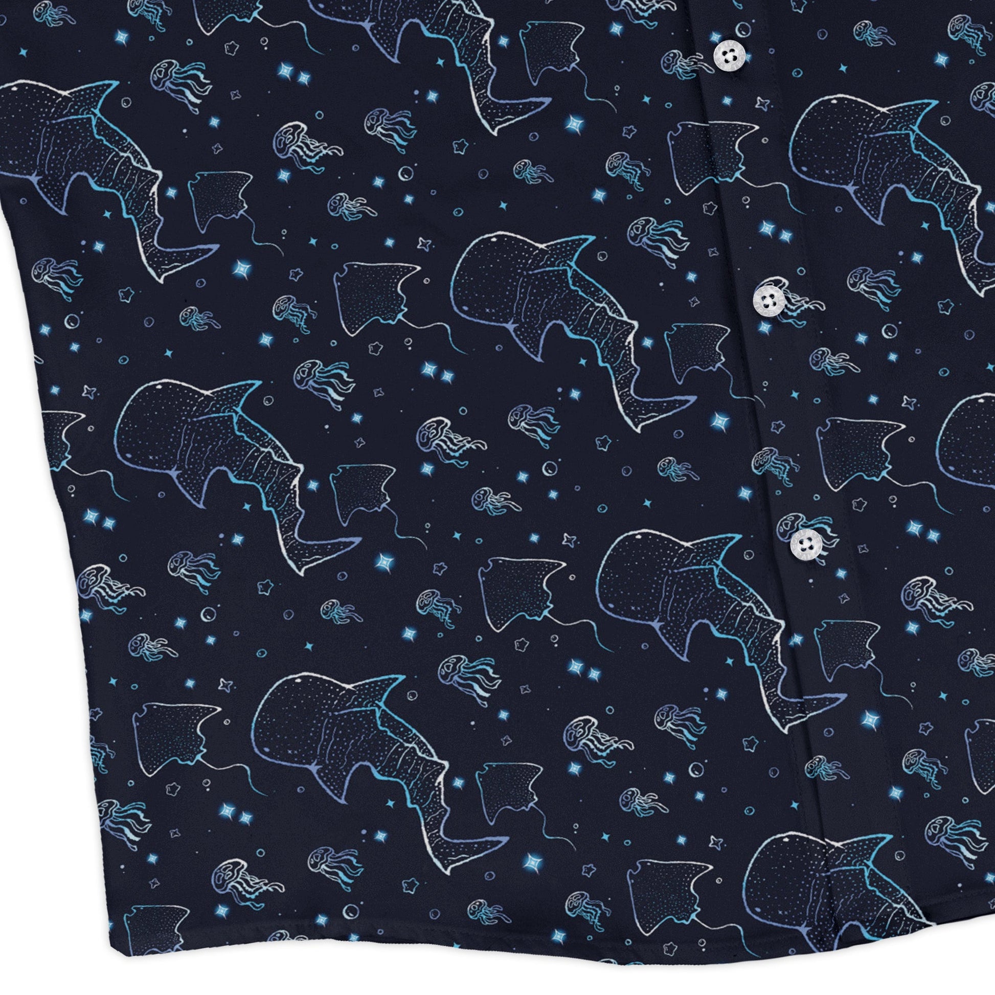 Ocean Giants Long Sleeve Button Up Shirt Geek Nerd adult sizing animal patterns Design by Ardi Tong
