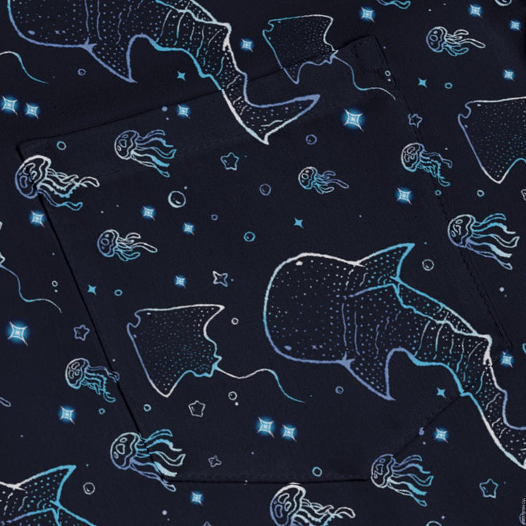 Ocean Giants Long Sleeve Button Up Shirt Geek Nerd adult sizing animal patterns Design by Ardi Tong