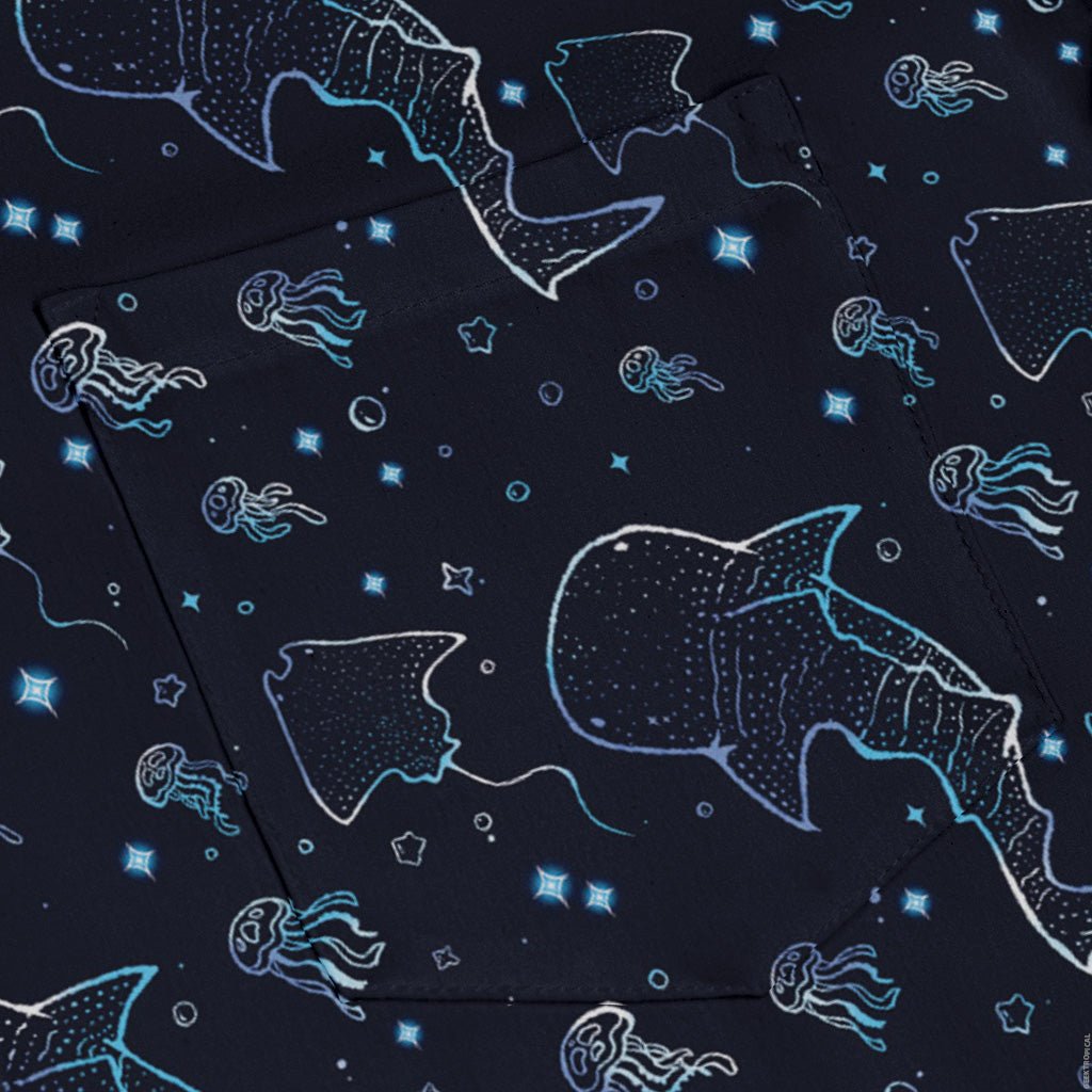 Ocean Giants Long Sleeve Button Up Shirt Geek Nerd adult sizing animal patterns Design by Ardi Tong