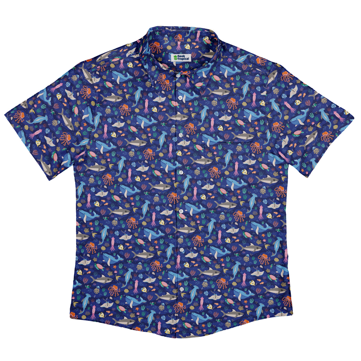 Oceanic Ecosystems Button Up Shirt Flat Front