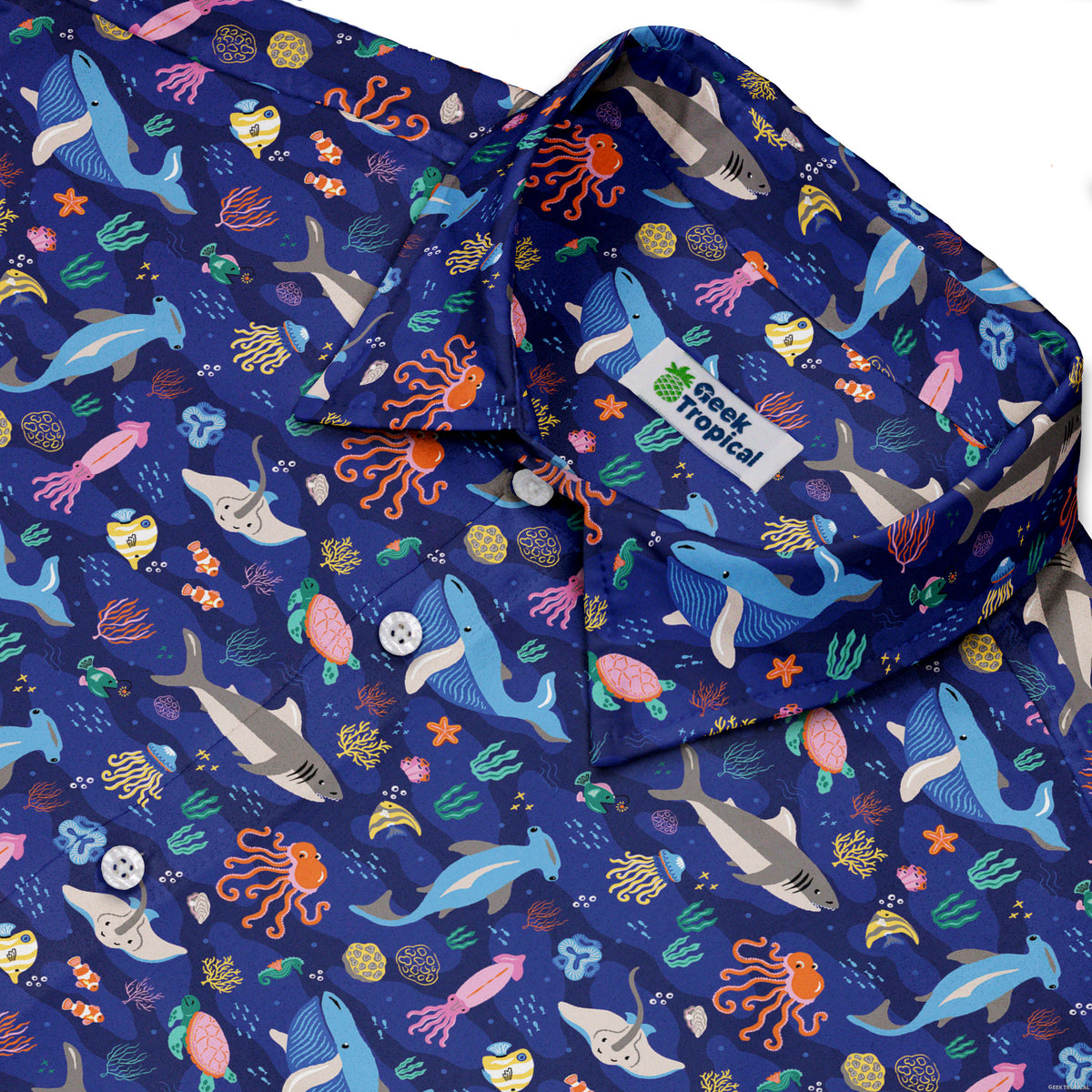 Oceanic Ecosystems Button Up Shirt Neck