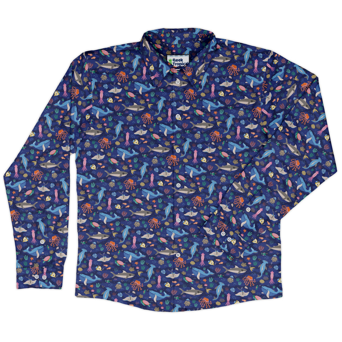 Oceanic Ecosystems Long Sleeve Button Up Shirt front