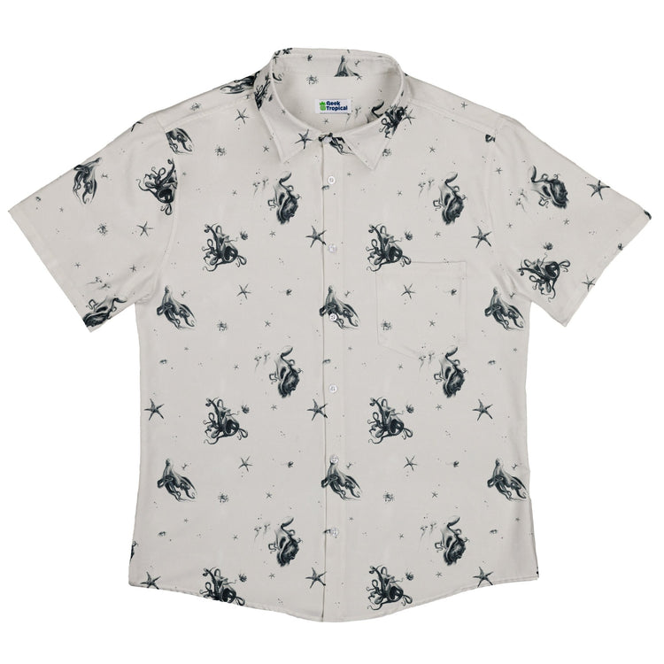 Octopus Button Up Shirt Geek Nerd adult sizing Design by Vlad Mel Marine biology