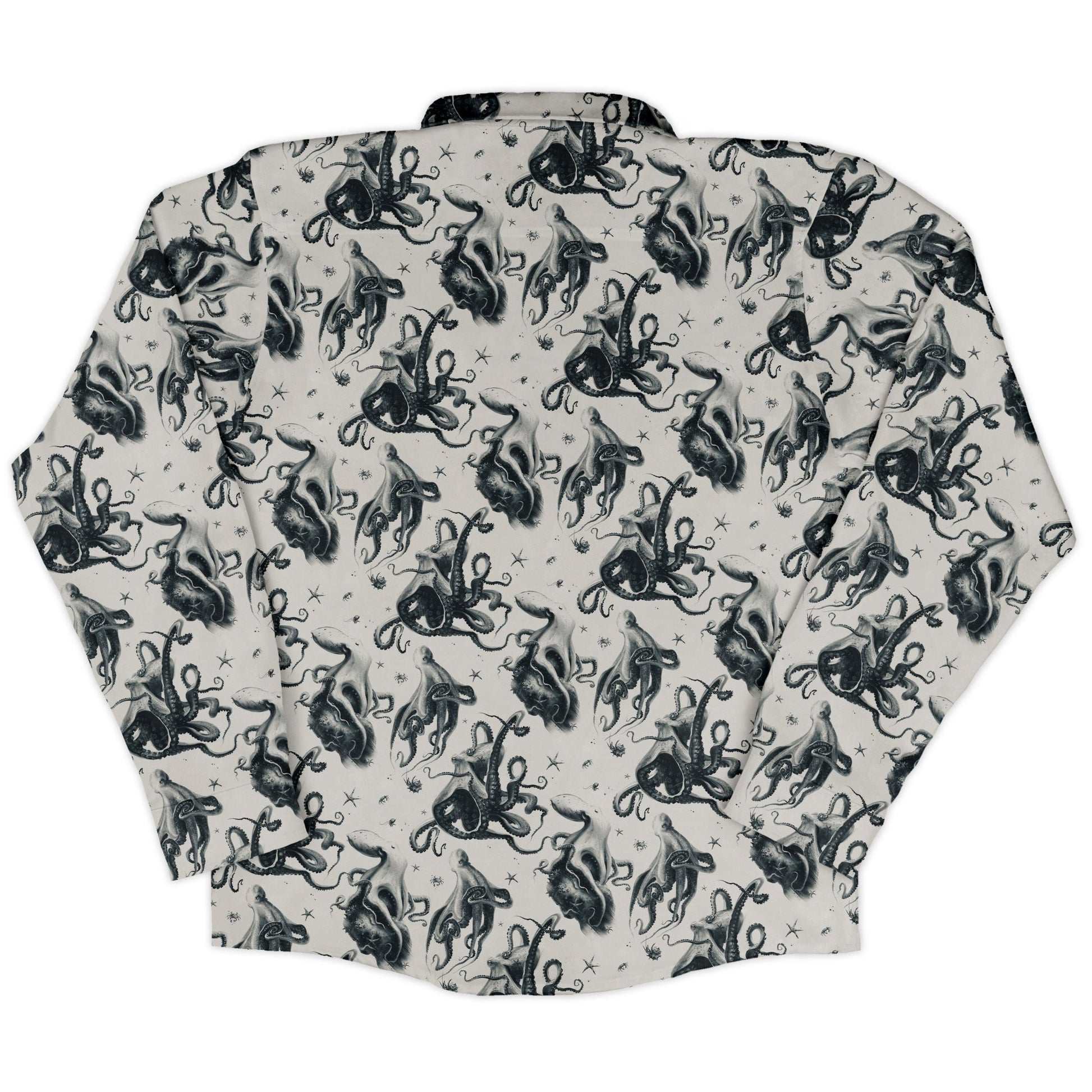 Octopus Crunch Long Sleeve Button Up Shirt Geek Nerd adult sizing Design by Vlad Mel FLOW DESC WRITING