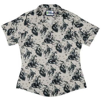 Octopus Crunch Curvy Button Up Shirt Geek Nerd Design by Vlad Mel Marine biology q4