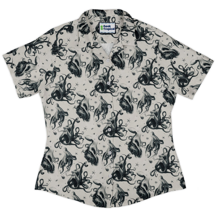 Octopus Crunch Curvy Button Up Shirt Geek Nerd Design by Vlad Mel Marine biology q4