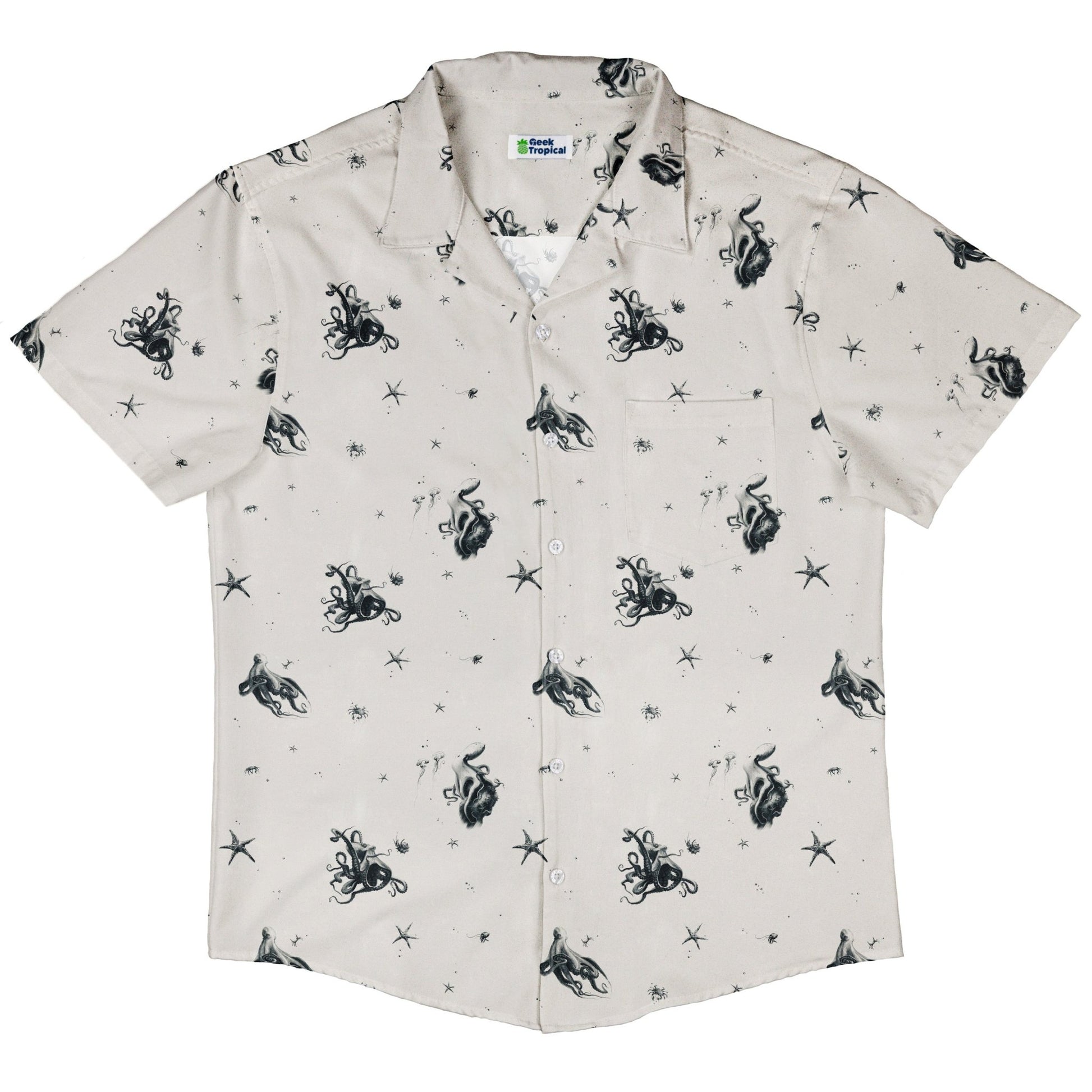 Octopus Button Up Shirt Geek Nerd adult sizing Design by Vlad Mel Marine biology