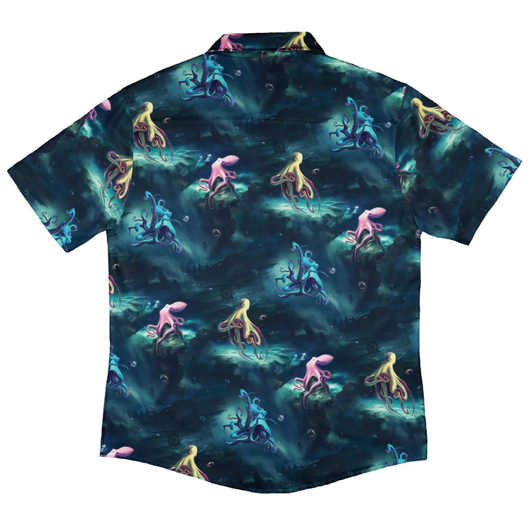 Octopus Lair Button Up Shirt Geek Nerd adult sizing Design by Vlad Mel Marine biology