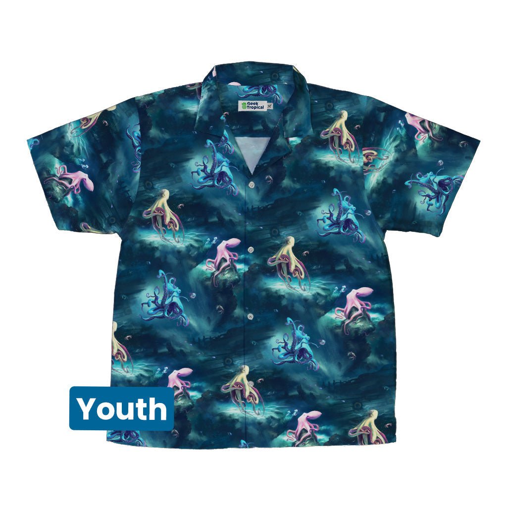 Octopus Lair Youth Hawaiian Shirt Geek Nerd Design by Vlad Mel Marine biology q4