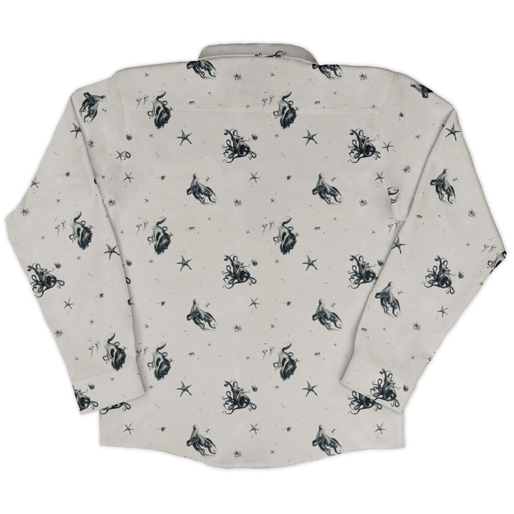 Octopus Long Sleeve Button Up Shirt Geek Nerd adult sizing Design by Vlad Mel FLOW DESC WRITING