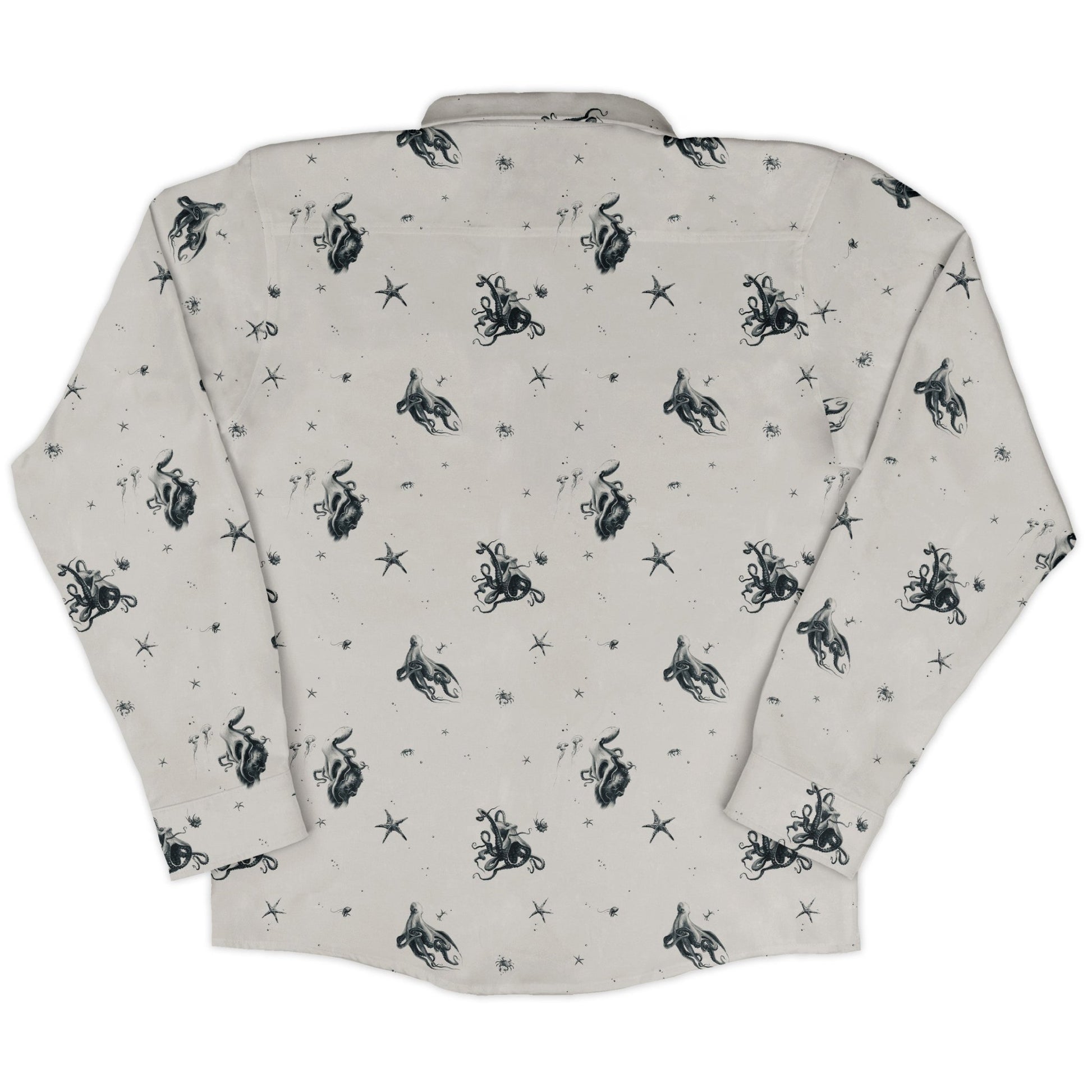 Octopus Long Sleeve Button Up Shirt Geek Nerd adult sizing Design by Vlad Mel FLOW DESC WRITING