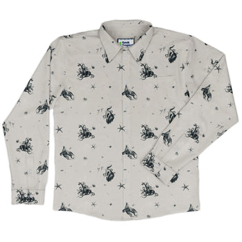 Octopus Long Sleeve Button Up Shirt Geek Nerd adult sizing Design by Vlad Mel FLOW DESC WRITING