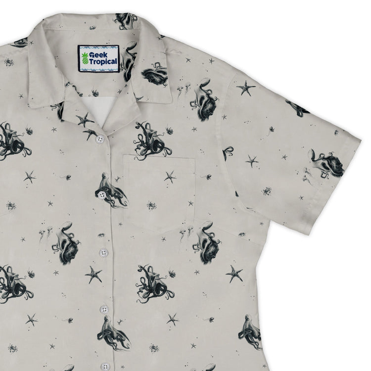 Octopus Curvy Button Up Shirt Geek Nerd Design by Vlad Mel Marine biology q4
