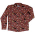 Oishi Sushi Red Long Sleeve Button Up Shirt Geek Nerd adult sizing Anime Design by Claire Murphy
