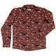 Oishi Sushi Red Long Sleeve Button Up Shirt Geek Nerd adult sizing Anime Design by Claire Murphy