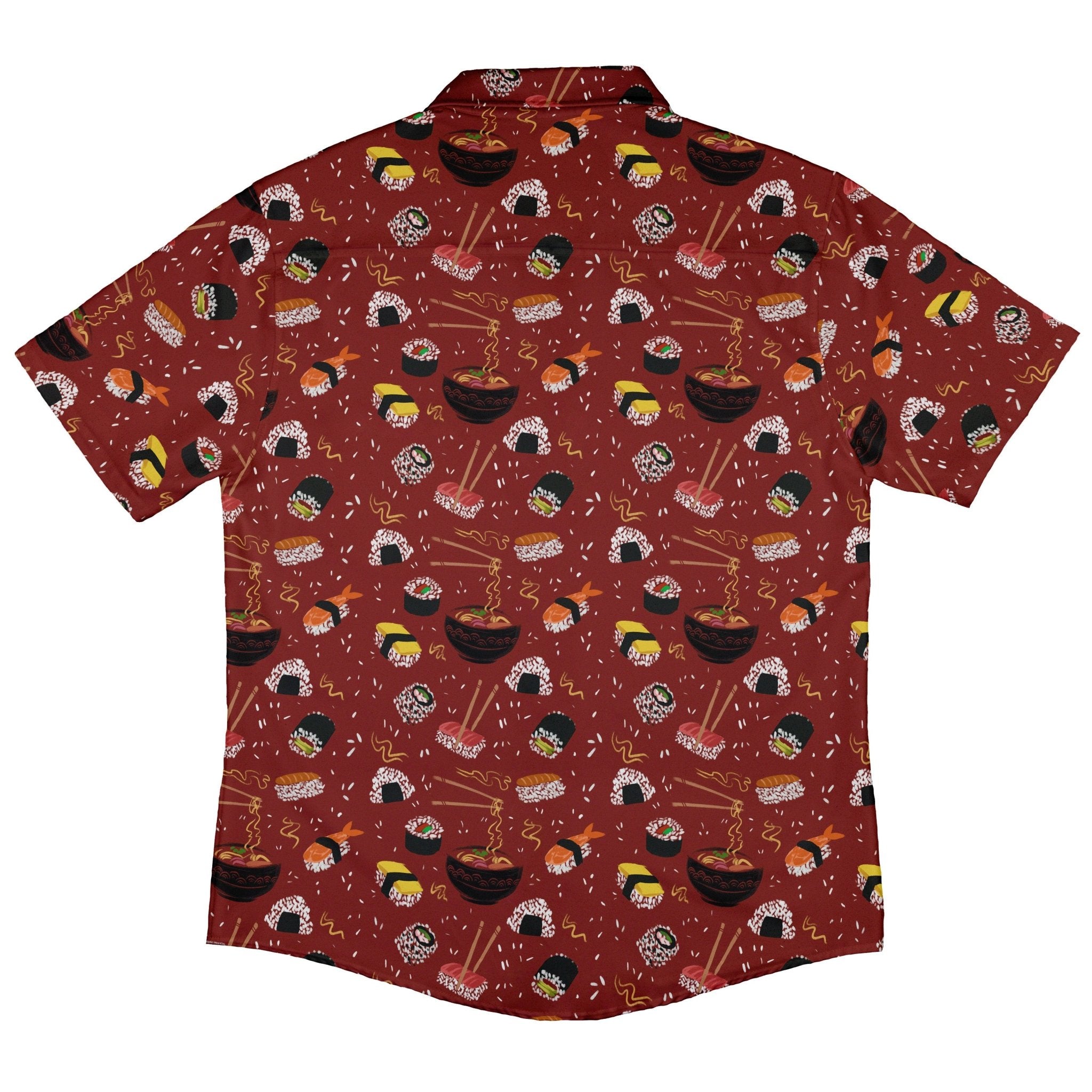 Ōishi Sushi Red Button Up Shirt - adult sizing - Anime - Design by Claire Murphy