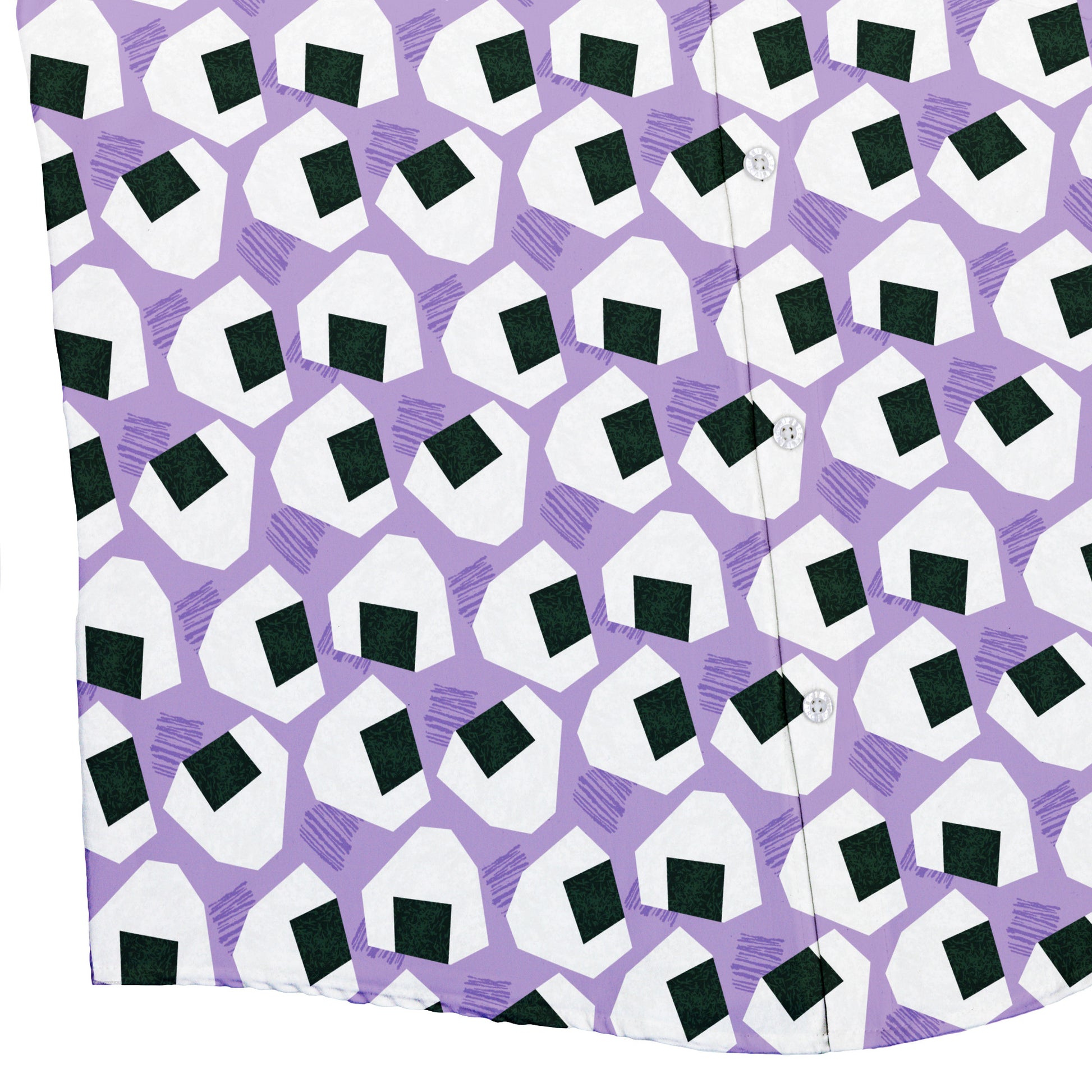Omusubi Doodles Lilac Button Up Shirt Bottom Corner