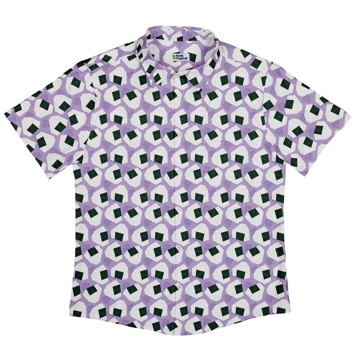 Omusubi Doodles Lilac Button Up Shirt Flat Front