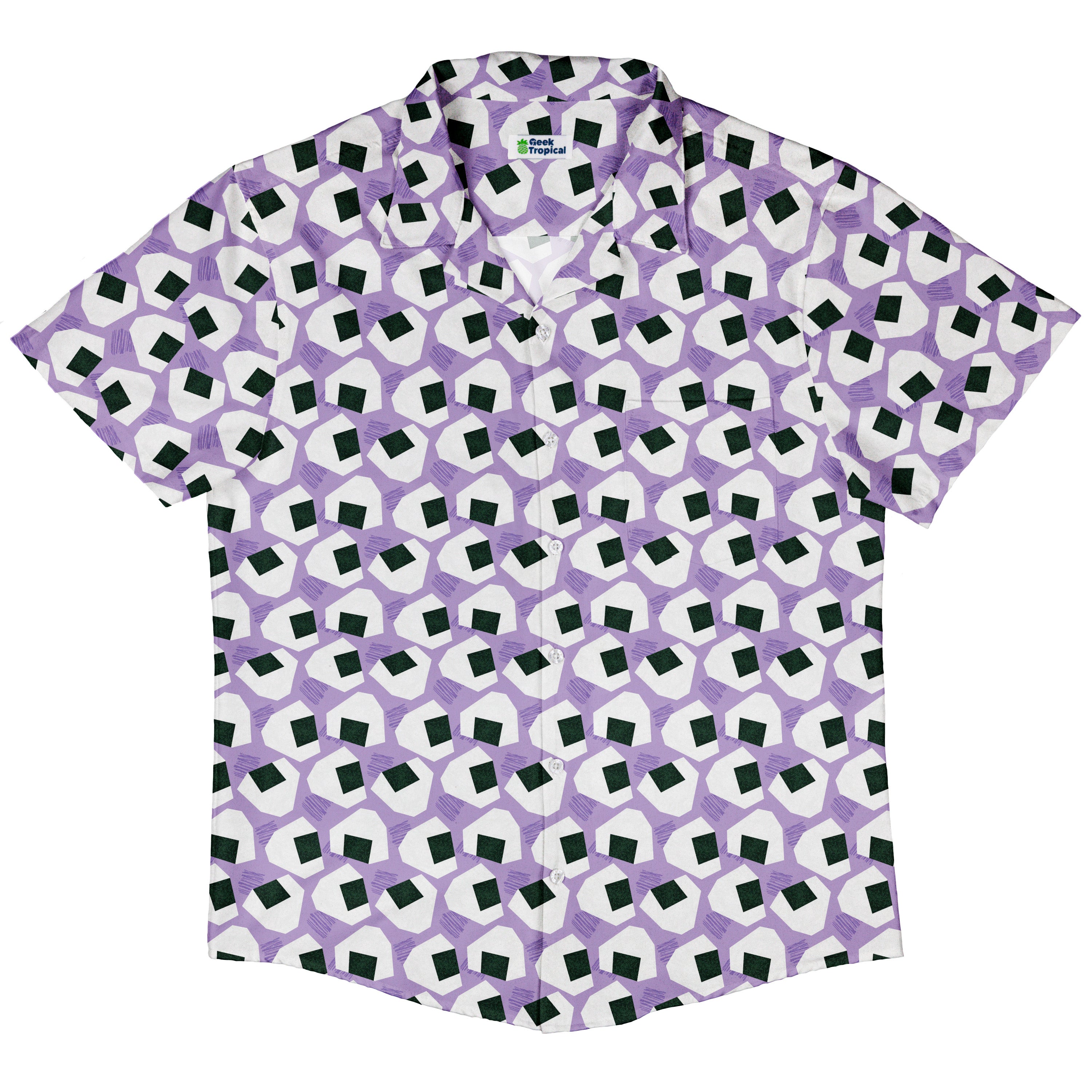 Omusubi Doodles Lilac Button Up Shirt Hawaiian Front