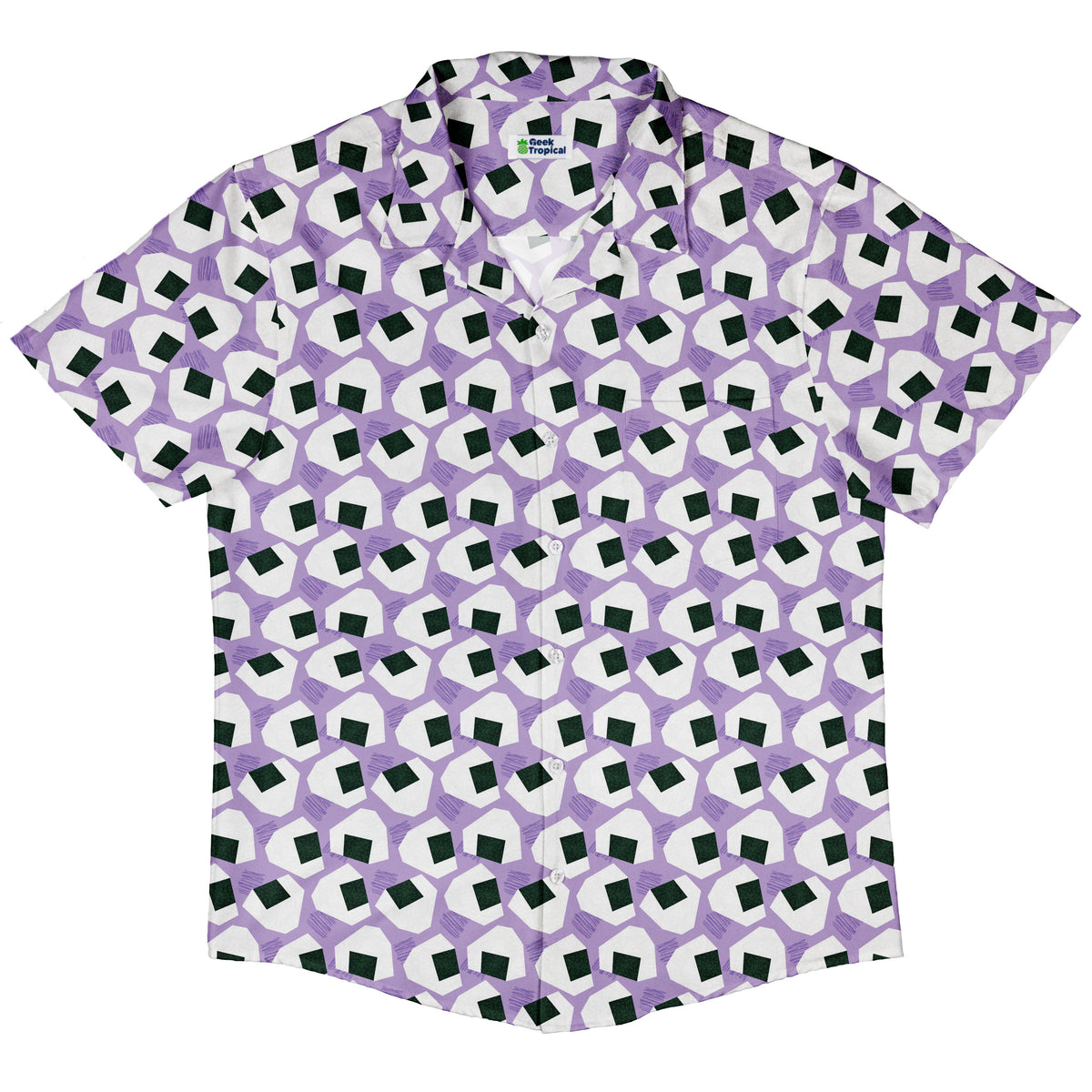 Omusubi Doodles Lilac Button Up Shirt Hawaiian Front