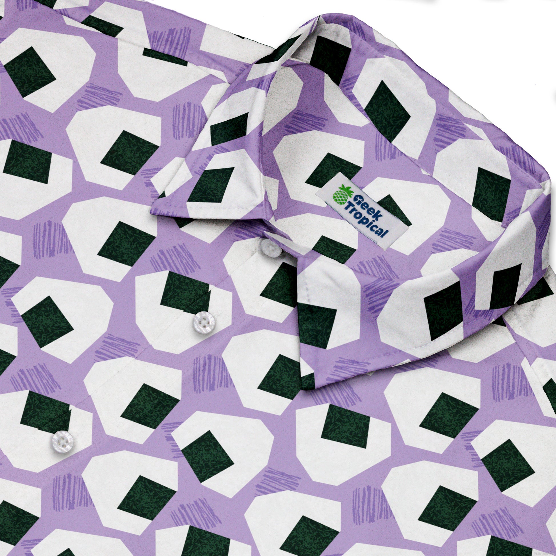 Omusubi Doodles Lilac Button Up Shirt Neck