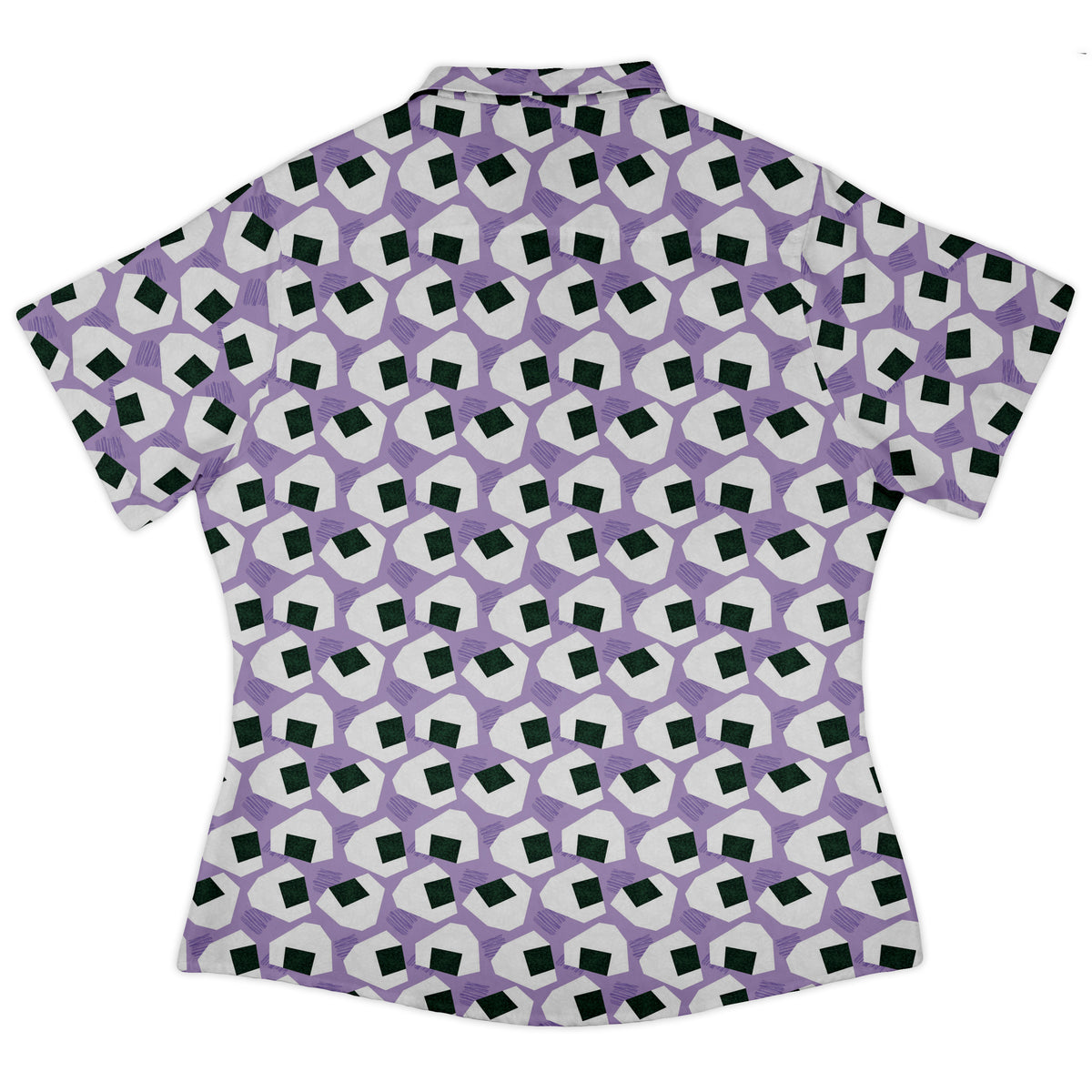 Omusubi Doodles Lilac Curvy Button Up Shirt Old Curvy Button Up Shirt womens back
