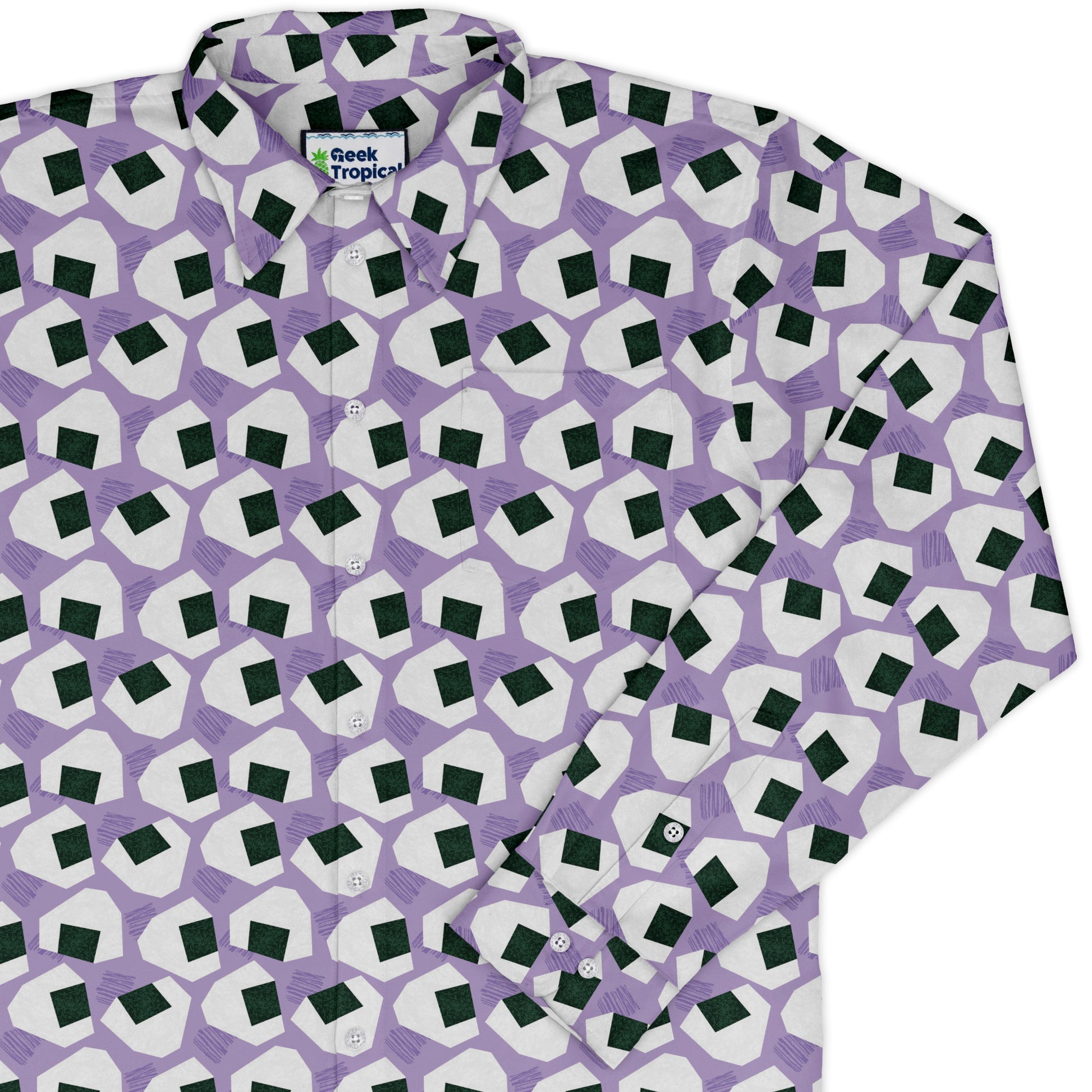 Omusubi Doodles Lilac Long Sleeve Button Up Shirt cover
