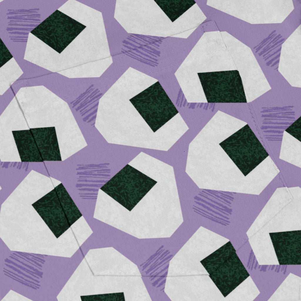 Omusubi Doodles Lilac Long Sleeve Button Up Shirt pocket