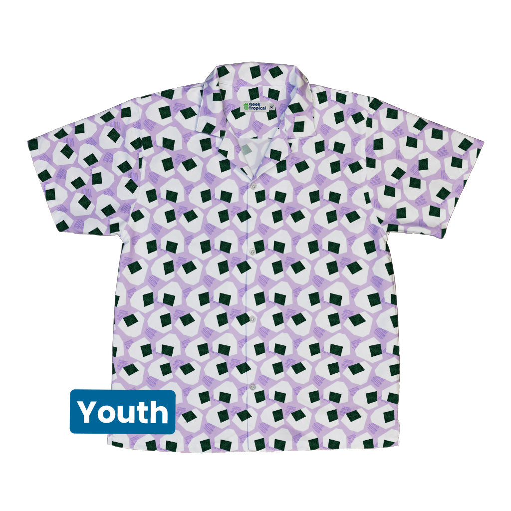 Omusubi Doodles Lilac Youth Hawaiian Shirt Front