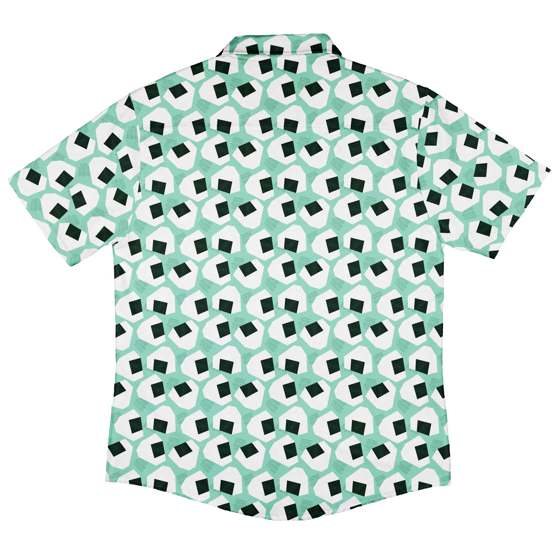 Omusubi Doodles Teal Button Up Shirt Back