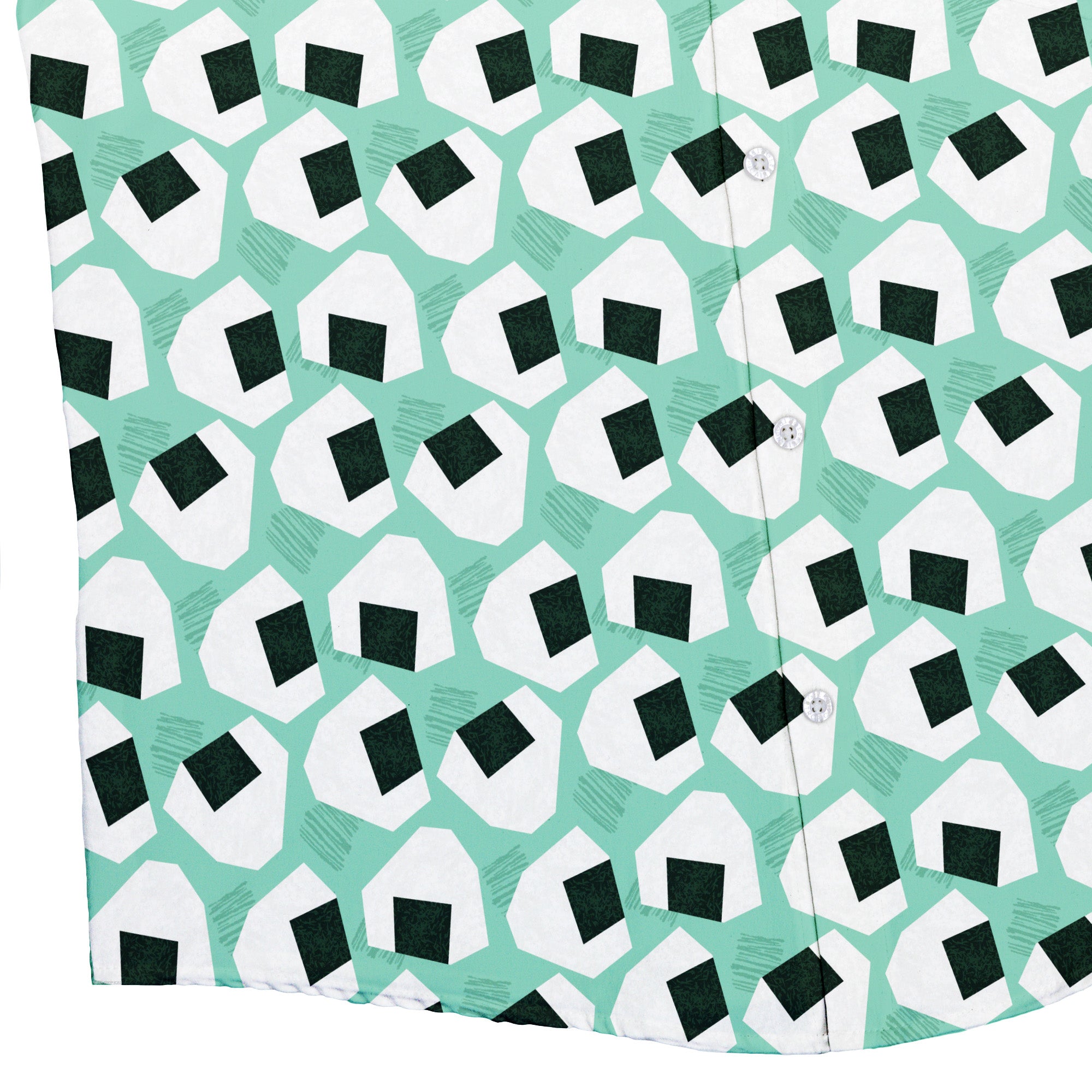 Omusubi Doodles Teal Button Up Shirt 2