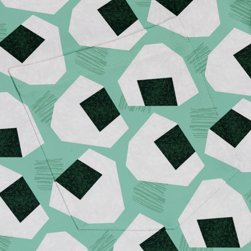 Omusubi Doodles Teal Button Up Shirt Pocket