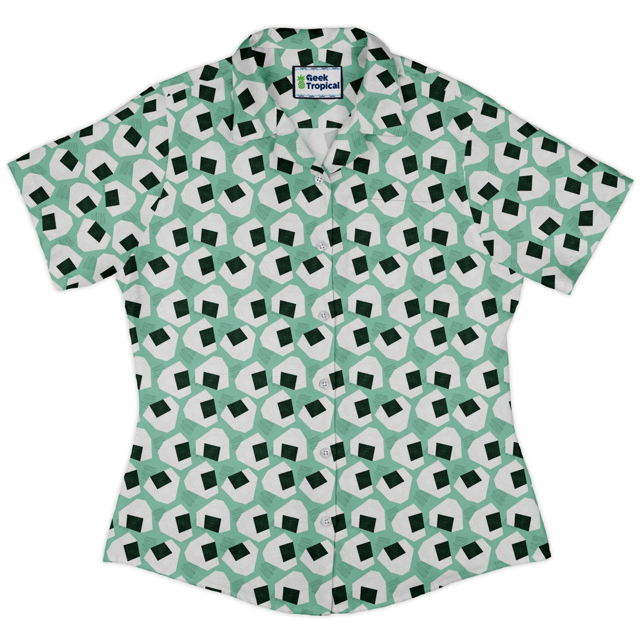 Omusubi Doodles Teal Curvy Button Up Shirt 2