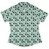 Omusubi Doodles Teal Curvy Button Up Shirt Old Curvy Button Up Shirt womens front