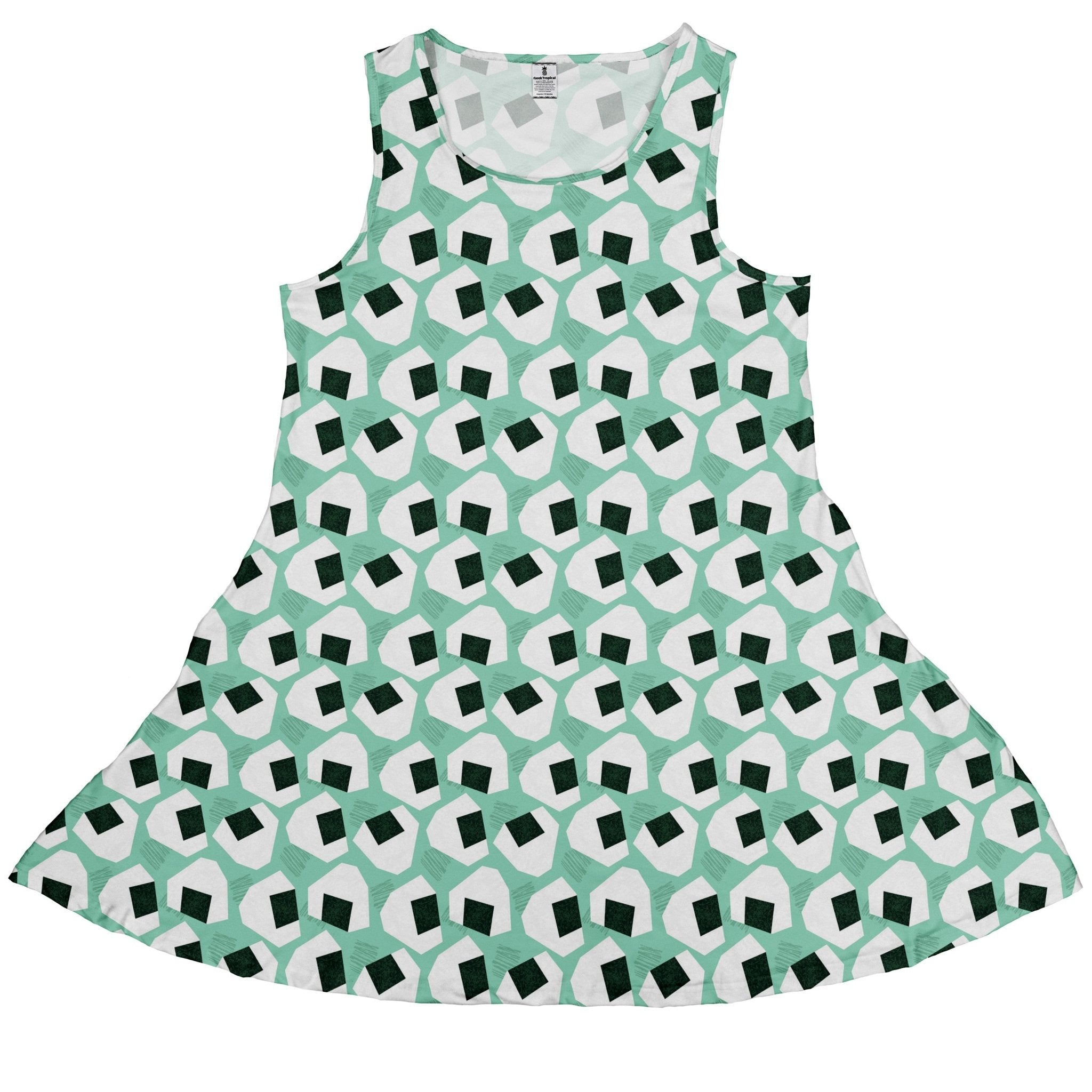 Omusubi Doodles Teal Sleeveless Dress 1