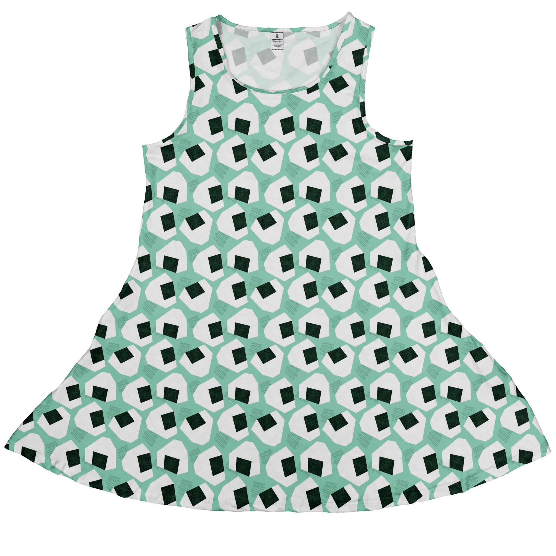 Omusubi Doodles Teal Sleeveless Dress front