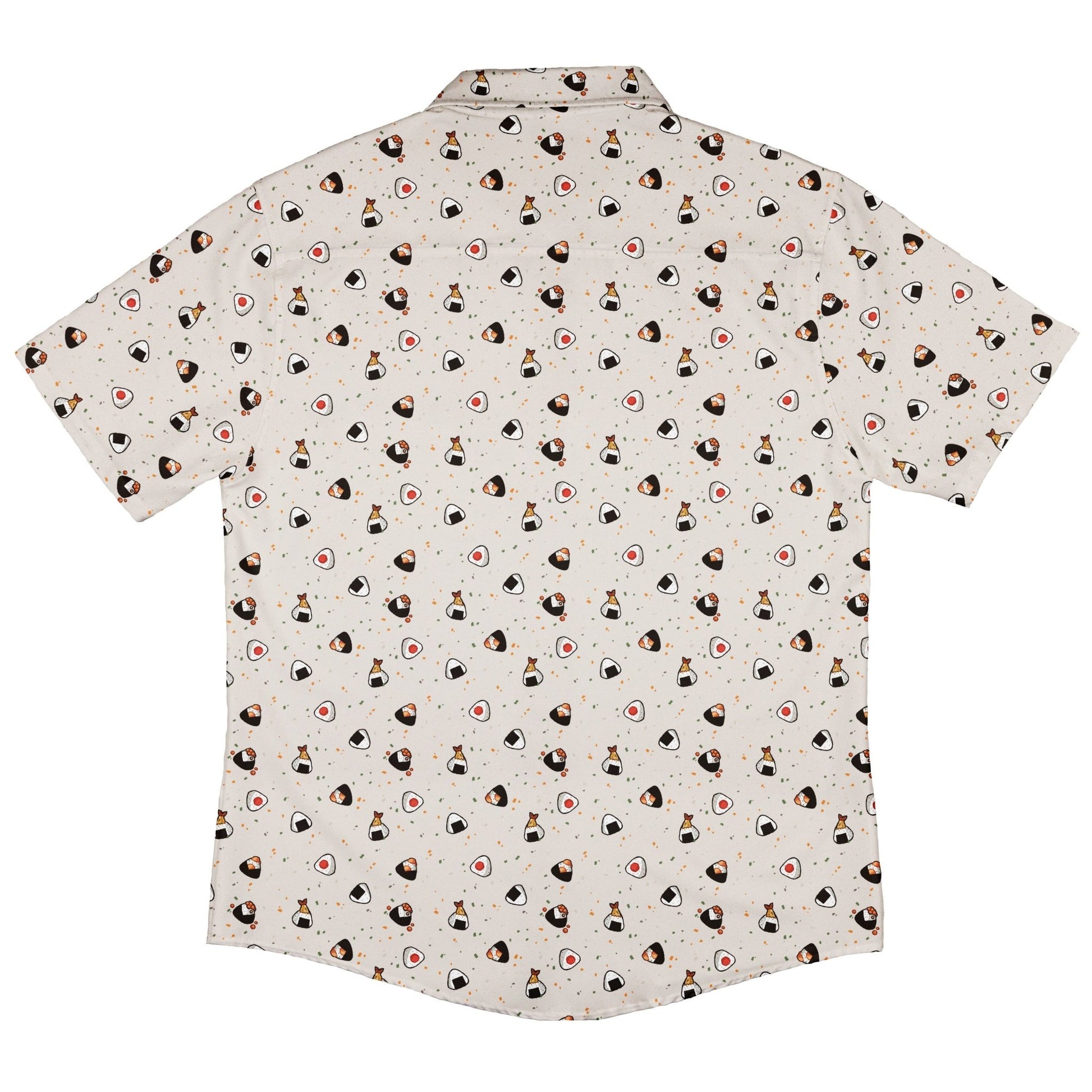 Onigiri Biege Button Up Shirt Geek Nerd adult sizing anime Design by Ardi Tong
