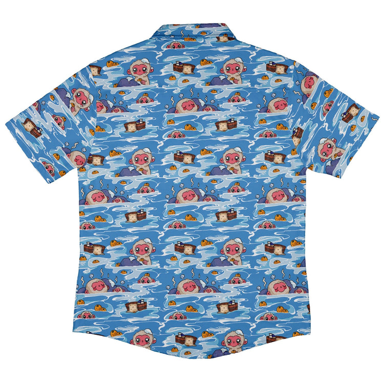 Onsen Snow Monkeys Button Up Shirt - adult sizing - Christmas Print - Design by Ardi Tong