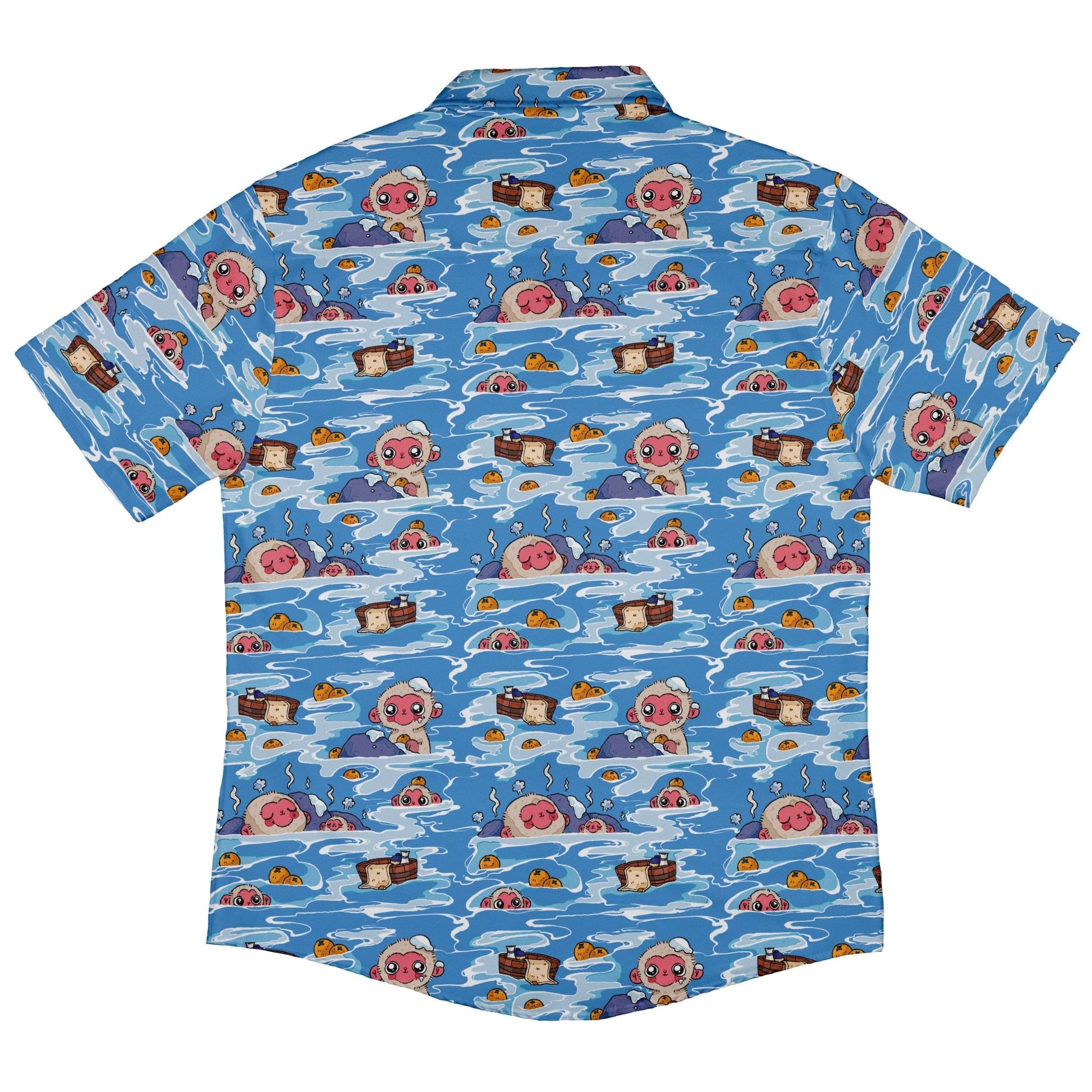 Onsen Snow Monkeys Button Up Shirt - adult sizing - Christmas Print - Design by Ardi Tong