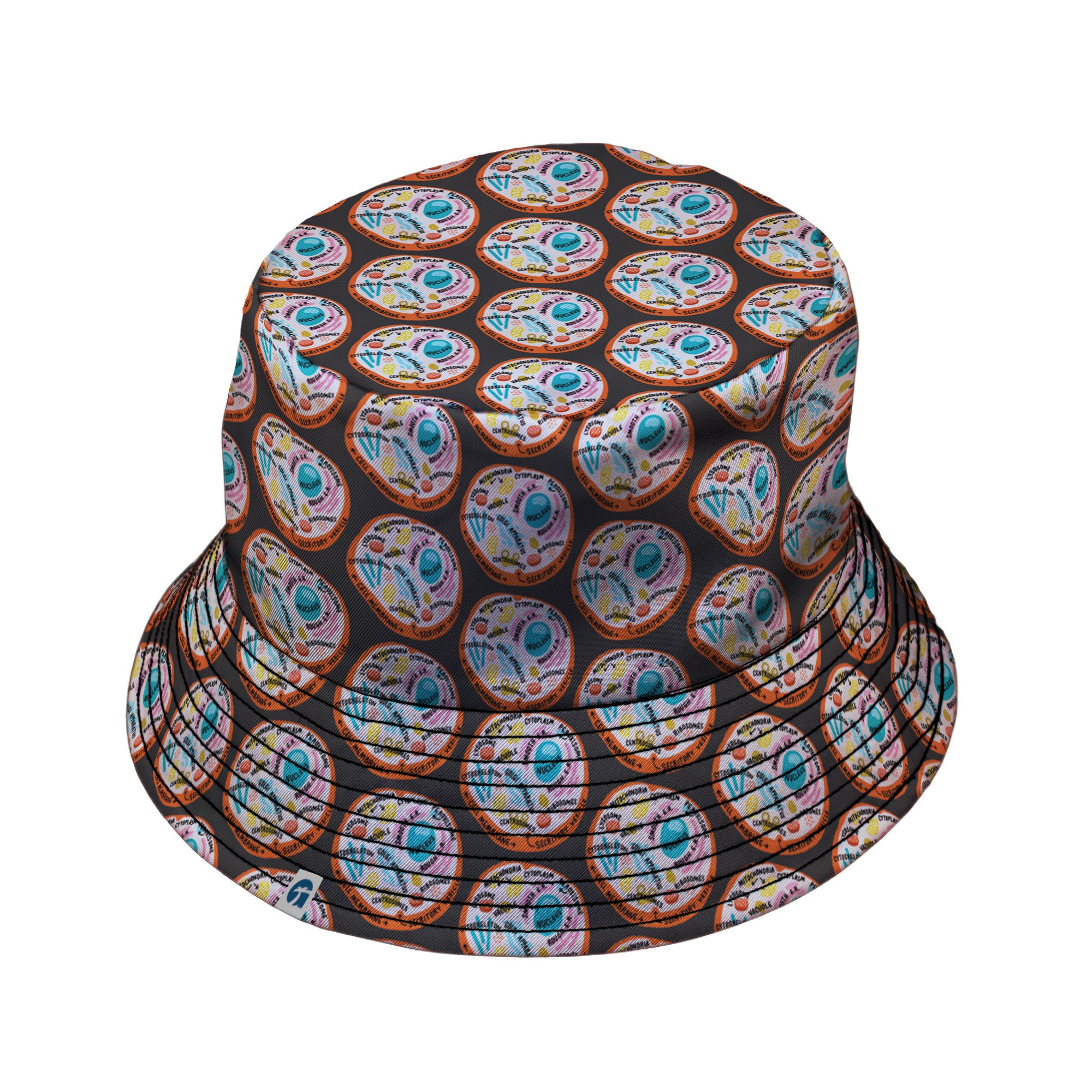 Organelle Organization Labels Bucket Hat Black Stitching