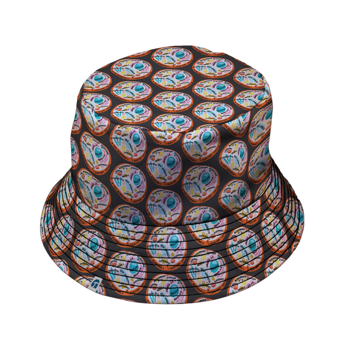 Organelle Organization Labels Bucket Hat Black Stitching