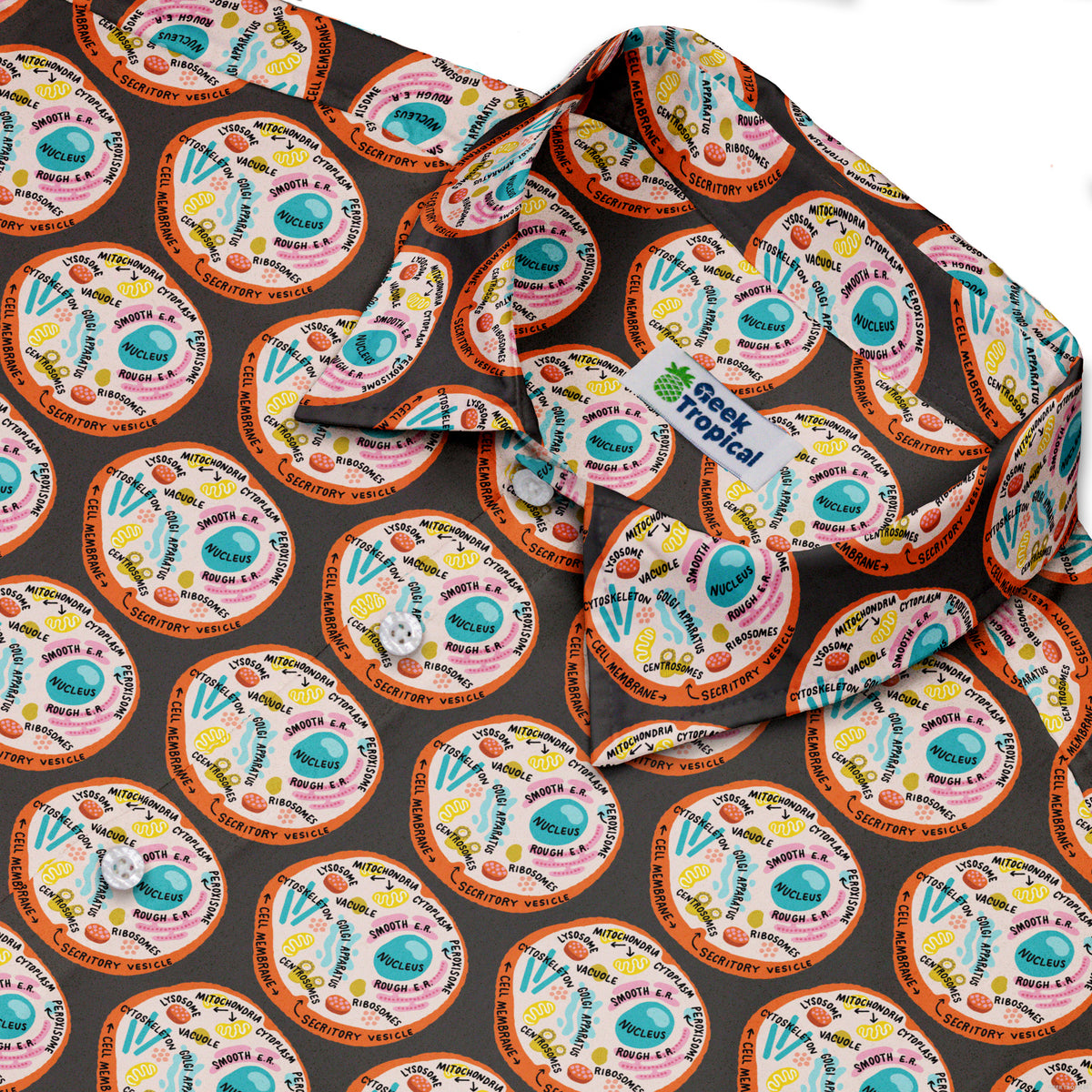 Organelle Organization Labels Button Up Shirt Neck