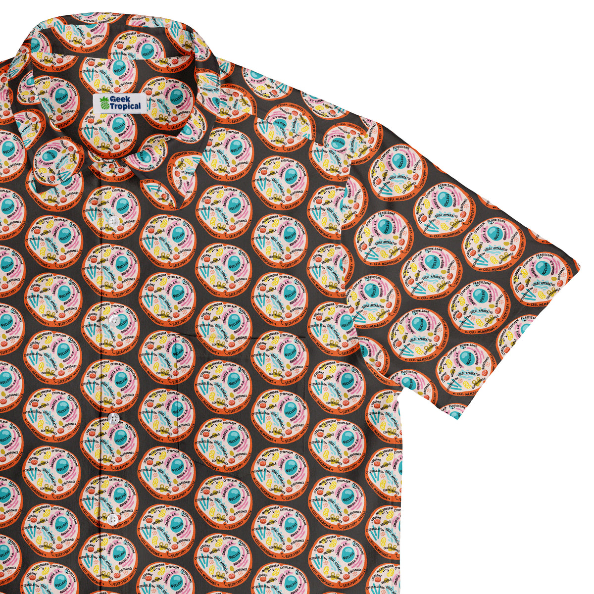 Organelle Organization Labels Button Up Shirt Top Corner