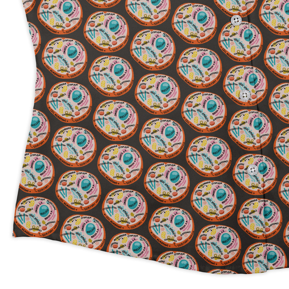 Organelle Organization Labels Curvy Button Up Shirt womens corner
