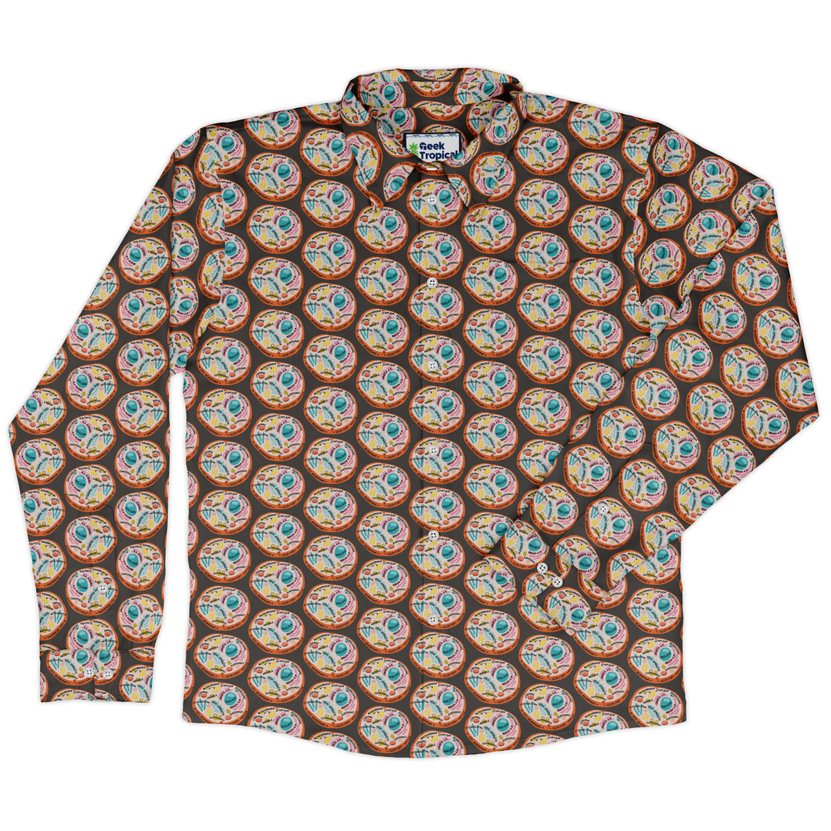 Organelle Organization Labels Long Sleeve Button Up Shirt front